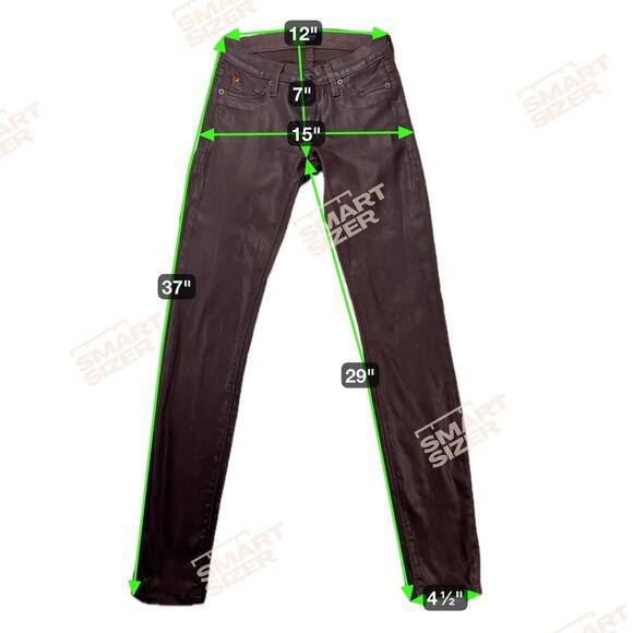 Hudson Krista Super Skinny Low Rise Chocolate Brown Coated Jeans Size 25 - Picture 6 of 12